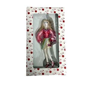 Dillard's Trimming Fashion Girl Model Red Gold Glass Christmas Tree Ornament‎